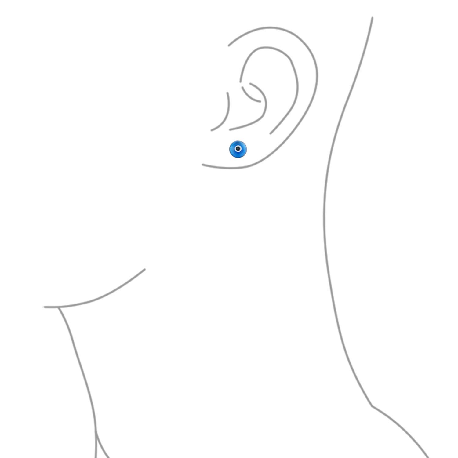 Set aus zwei spirituellen Schutz Ohrsteckern mit runden, dunkelblauen Nazar-Amuletten für Frauen und Teenager, aus Murano-Glas, 9MM, .925 Sterlingsilber, hergestellt in der Türkei. - Image 3