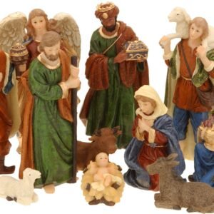 Spetebo Weihnachtskrippe Figuren handbemalt 11er Set - Größe M / 2,5 cm bis 9 cm - 11 detailgetreue Krippen Figuren - Weihnachten Tisch Dekoration Krippe Zubehör - Image 1