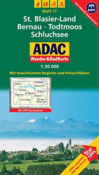 St. Blasier-Land, Bernau, Tostmoos, Schluchsee: 1:30000. Schwarzwald. GPS-genau: Mit ToppTipps, ADAC-geprüfteTop-Tipp-Touren. Mit touristischem ... GPS-genau (ADAC Rad- und WanderKarte) - Image 1