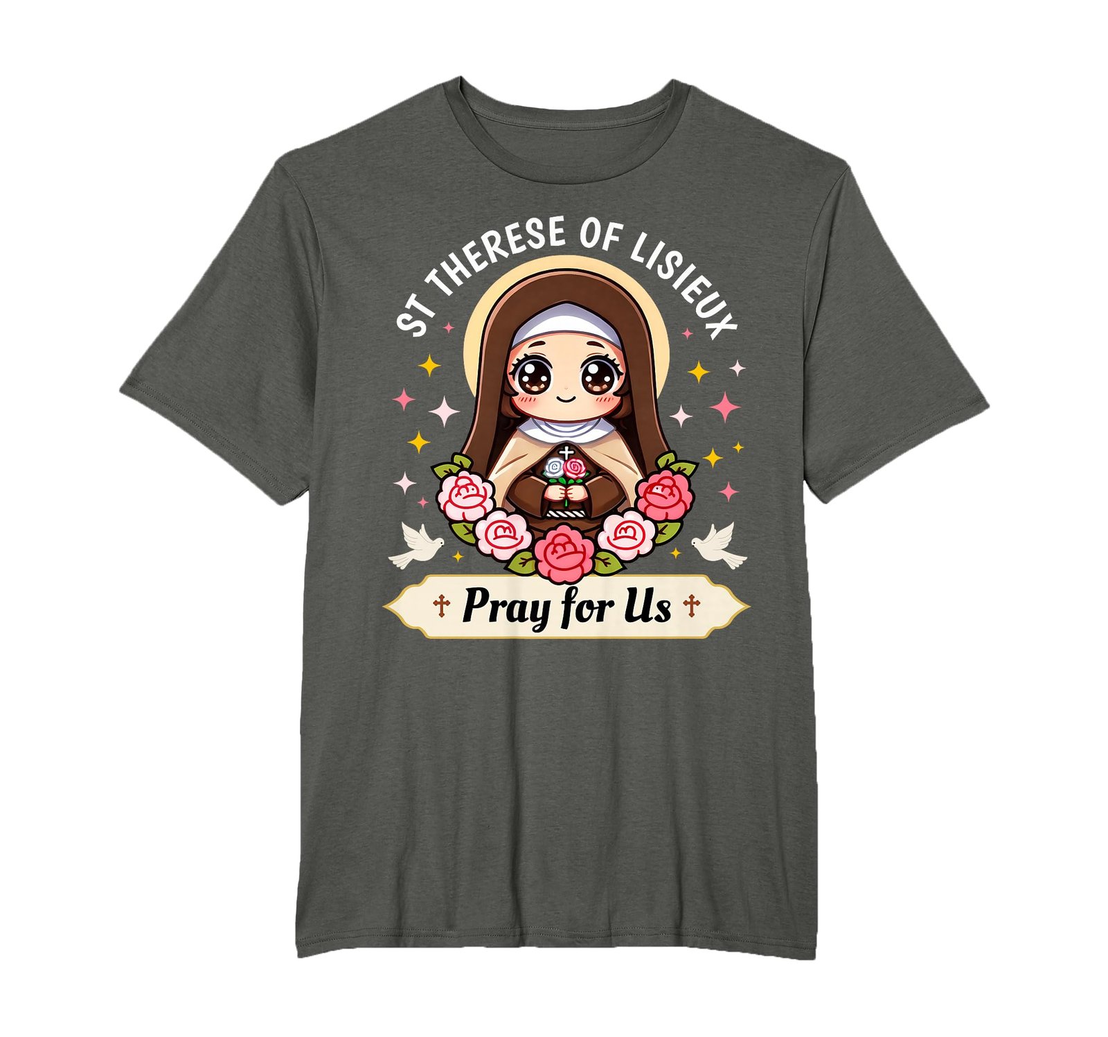 St. Therese von Lisieux Bitte für uns Katholische Rosen für Kinder T-Shirt - Image 1