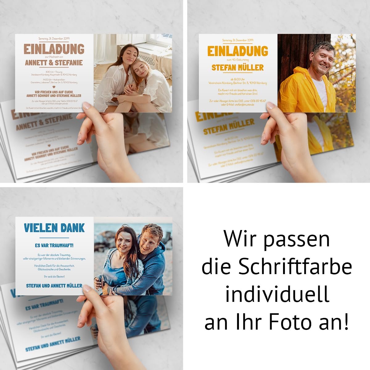 Sterbebild (10 Stück) Totenzettel Trauerkarten Individuell Personalisiert - Fotoschrift Bildausschnitt - Image 4