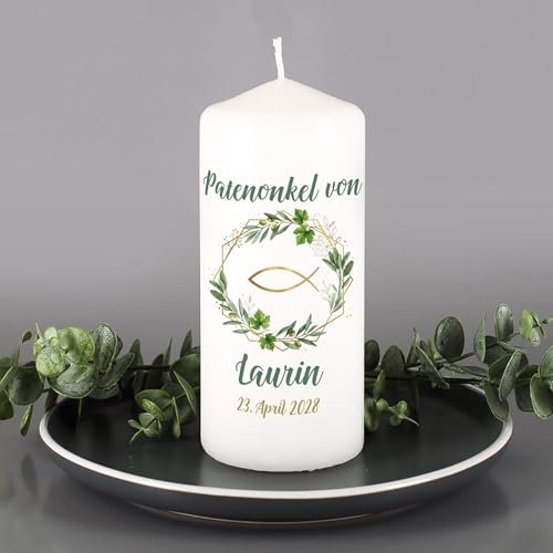Striefchen® Personalisierte Kommunionkerze mit Fisch & Zweigen – Kerze zur Erstkommunion mit eigenem Text – Stumpenkerze mit Aufdruck in 3 Größen als Kommunionskerze (S (15 cm)) - Image 10