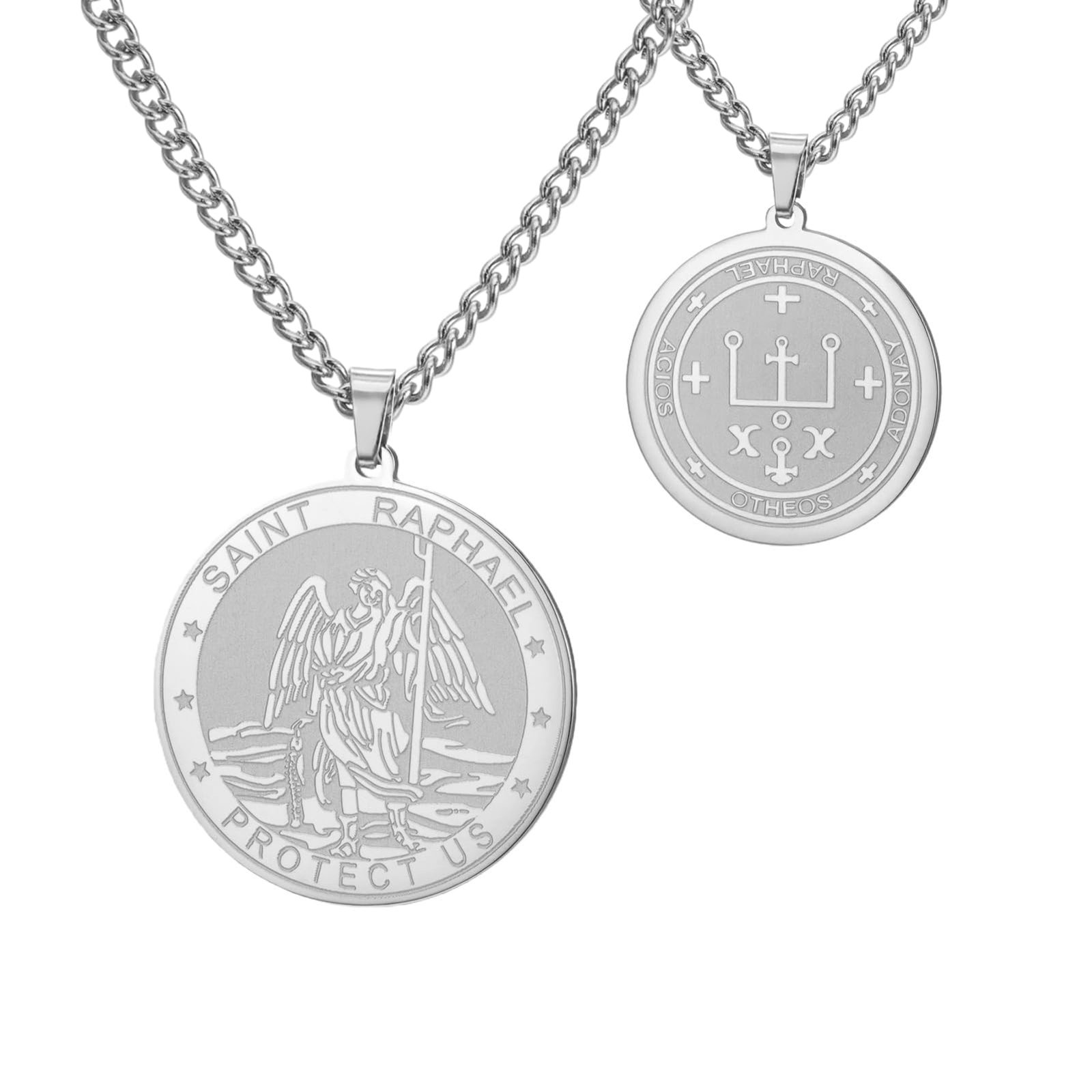 TEAMER Halskette mit Anhänger des Heiligen Raphael, Erzengel der Heilung und des Schutzes, Heilige Raphael-Halskette, Amulett, religiöser Schmuck für Frauen, Adjustable, Edelstahl, Kein Edelstein - Image 1