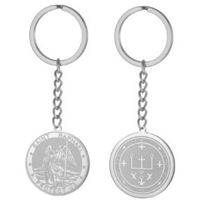 TEAMER Heiliger Raphael, Schlüsselanhänger, Erzengel der Heilung und des Schutzes, Heiliger Raphael, Amulett, religiöser Schmuck für Frauen, silber, 25*25mm - Image 1
