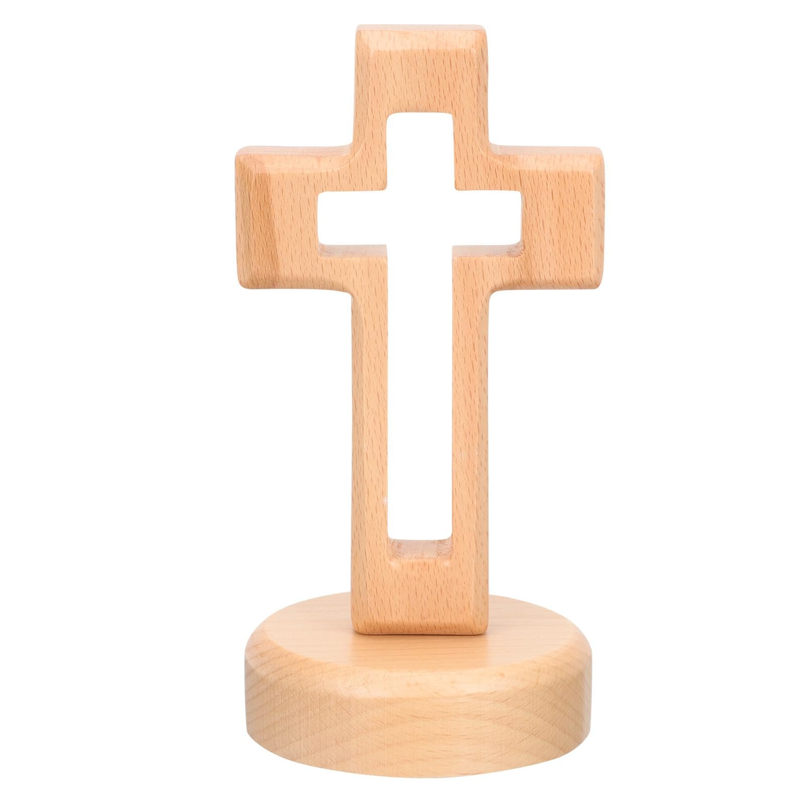 TOYANDONA Rustikales Tischkreuz aus Holz – Freistehendes Tischkreuz aus Holz, Religiöse Dekoration für Zuhause, Kirche, Hochzeit, Kommunion, Gebet Und Besondere Anlässe - Image 1