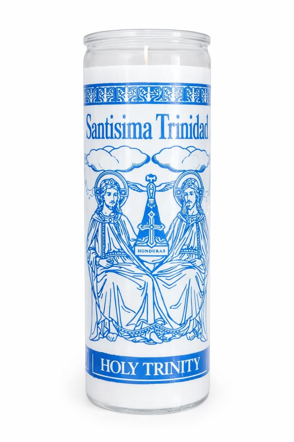 TRETOS CANDLES Heilige Dreifaltigkeit Santisima Trinidad 7-Tage-Gebetskerze, Glas, geruchlos, religiöse Kerze - Image 1