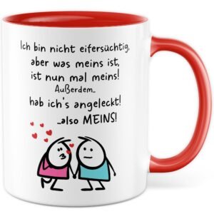 Tasse Jahrestag mit Spruch lustig Geschenk Ich bin nicht eifersüchtig Kaffeetasse Valentinstag Liebe Ehe Paar Beziehung Geschenkidee für Freundin Ehefrau Ehemann Partner Lieblingsmensch - Image 1