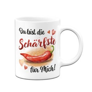 Tassenbrennerei Tasse - Du bist die Schärfste für mich! - Ich liebe Dich Geschenke für Frauen, Freundin - Kaffeetasse mit Spruch zum Valentinstag für Frau (Weiß) - Image 1