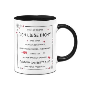 Tassenbrennerei Tasse mit Spruch Ich Liebe Dich - Geschenk für Freundin, Geschenk für Freund Tassen mit Sprüchen (Schwarz) - Image 1