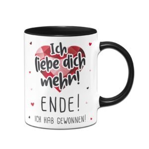 Tassenbrennerei Tasse mit Spruch - Ich liebe dich mehr! ENDE! Ich hab gewonnen! Kaffeetasse für Männer, Frauen als Liebesbeweis - Geschenk für Freund, Freundin (Schwarz) - Image 1