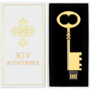 The KJV Audio Bible Read By Christopher Glyn – Schlüsselförmiger USB-Audio-Bibelspieler in Premium-Geschenkbox, Heilige Bibelkönig James Version, digitales Bibel-Hörbuch-Geschenk für christliche - Image 1