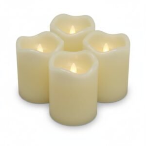ToCi 4 x LED Kerzen Creme Ø 5 x 7 cm – Flammenlose Echtwachskerzen mit flackerndem Licht & Timer - LED-Stumpenkerzen mit An-/Ausschalter - Batteriebetriebene Dekokerzen für Advent & Zuhause - Image 1