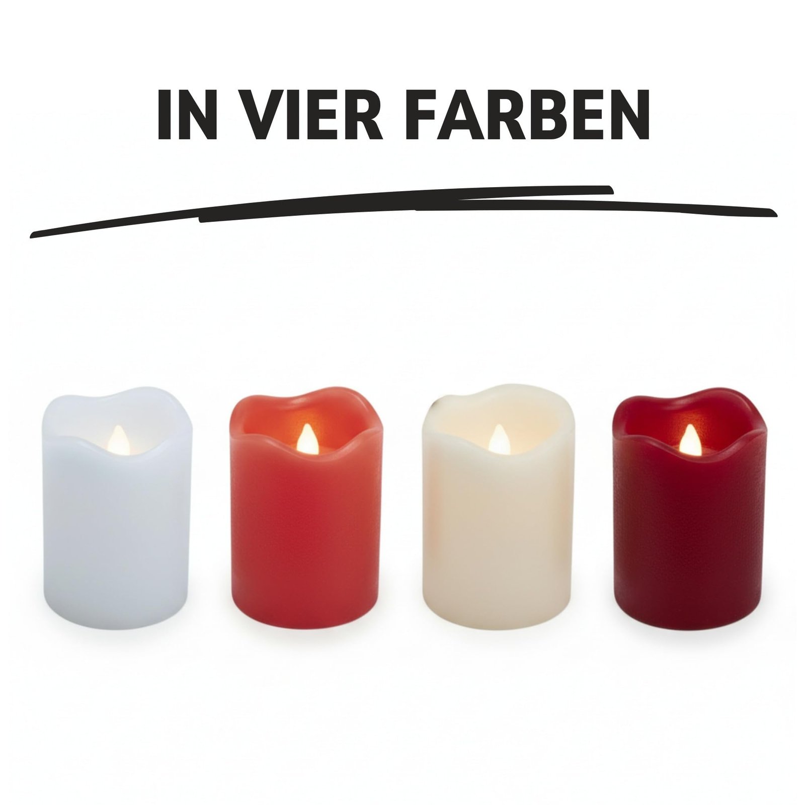 ToCi 4 x LED Kerzen Creme Ø 5 x 7 cm – Flammenlose Echtwachskerzen mit flackerndem Licht & Timer - LED-Stumpenkerzen mit An-/Ausschalter - Batteriebetriebene Dekokerzen für Advent & Zuhause - Image 4
