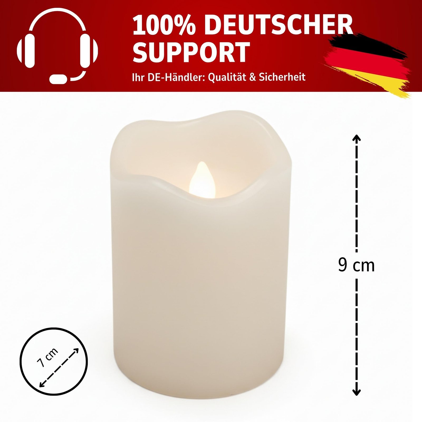 ToCi 4 x LED Kerzen Creme Ø 7 x 9 cm – Flammenlose Echtwachskerzen mit flackerndem Licht & Timer - LED-Stumpenkerzen mit An-/Ausschalter - Batteriebetriebene Dekokerzen für Advent & Zuhause - Image 2