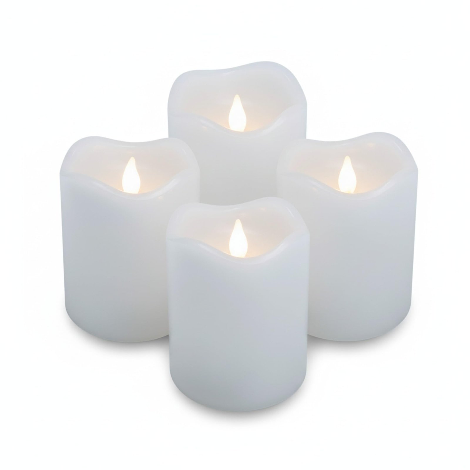 ToCi 4 x LED Kerzen Weiß Ø 7 x 9 cm – Flammenlose Echtwachskerzen mit flackerndem Licht & Timer - LED-Stumpenkerzen mit An-/Ausschalter - Batteriebetriebene Dekokerzen für Advent & Zuhause - Image 1