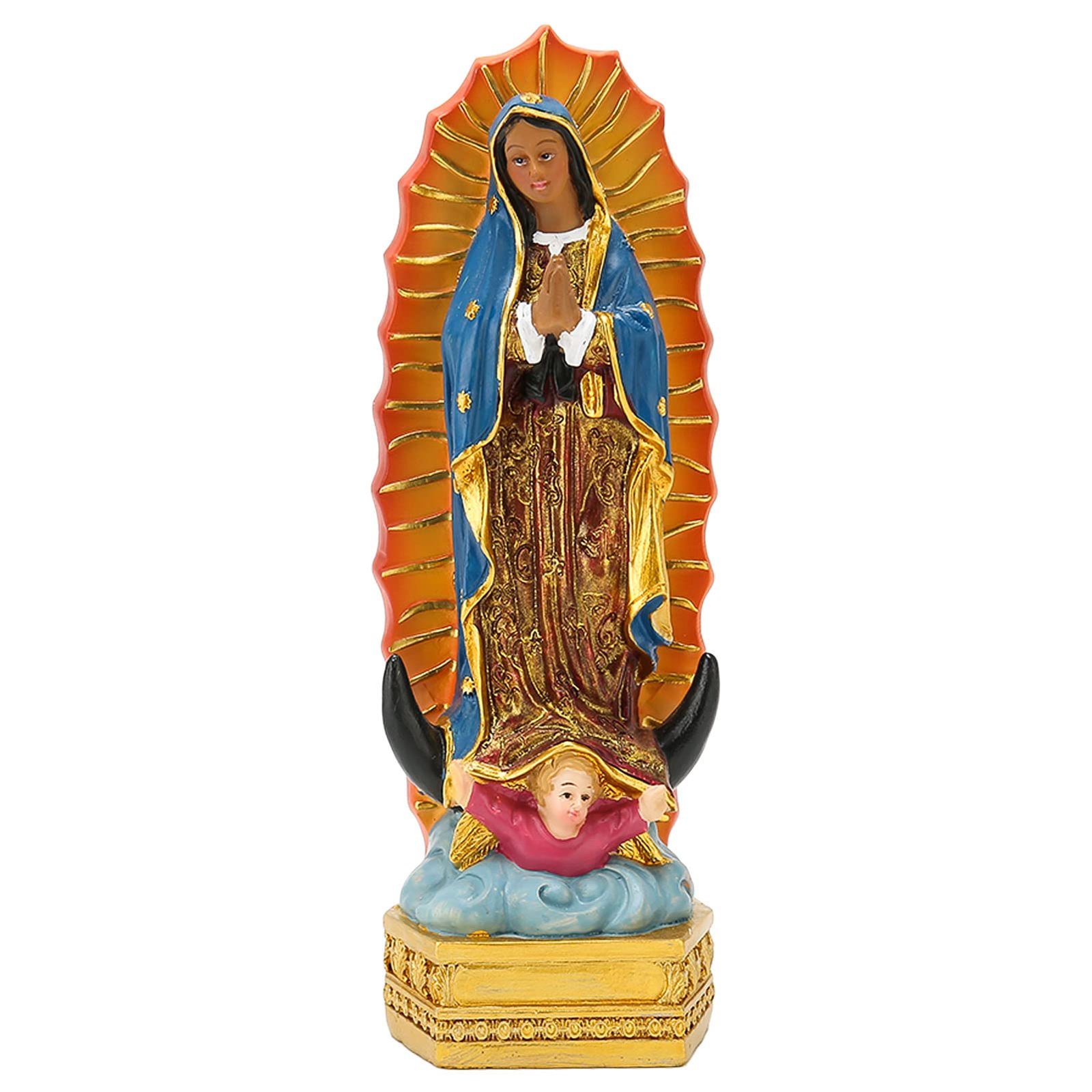 Tomotato Figur Unserer Lieben Frau von Guadalupe, 7,9 Zoll Farbige Religiöse Statuen für die Tischdekoration zu Hause, im Büro, als Christliches Dekorationsgeschenk - Image 1