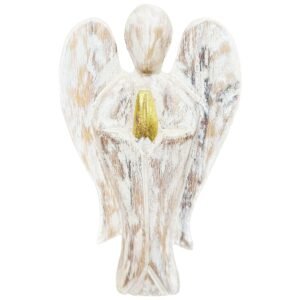 Trintura Holzengel 10 cm – Schutzengel Figur aus Holz handgeschnitzt – Holzfigur Engel klein, Engel Figur aus Holz, Glücksengel Dekofigur, Holzschutzengel Geschenk aus Naturholz - Image 1