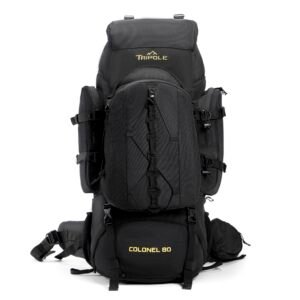 Tripole Colonel 95L Trekkingrucksack mit abnehmbarem Tagesrucksack – Wanderrucksack Herren & Damen, wasserdicht mit Regenschutz, Outdoor Rucksack für Trekking, Reisen & Camping – Schwarz - Image 1