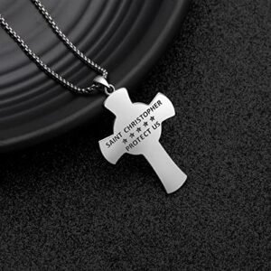 TwoAnts Heiliger Christophorus Kette 925 Sterling Silber Kreuz Medaille Amulett Anhänger Halskette Christliche Geschenke Schmuck für Herren Damen - Image 10