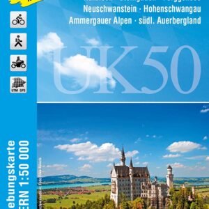 UK50-48 Füssen (Umgebungskarte 1:50000): Pfronten, Reutte, Nesselwang, Halblech, Steingaden, Forggensee, Neuschwanstein, Hohenschwangau, Ammergauer ... Karte Freizeitkarte Wanderkarte) - Image 1