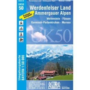 UK50-50 Werdenfelser Land, Ammergauer Alpen: Wettersteingebirge, Füssen, Garmisch-Partenkirchen, Murnau a.Staffelsee, Oberammergau, Kloster Ettal, ... Karte Freizeitkarte Wanderkarte) - Image 1