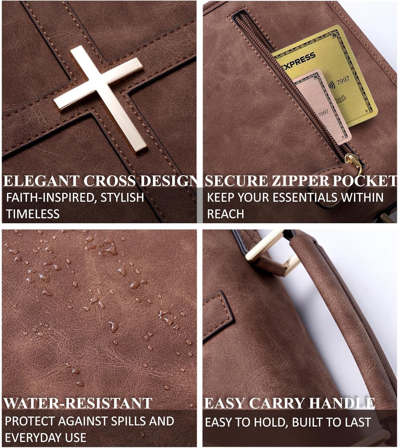 Veganes Leder Bibel Cover Case Bibeltasche mit Handytasche Bibelhülle für Männer Frauen Christliche Geschenkbox Verpackung (Braun) - Image 8