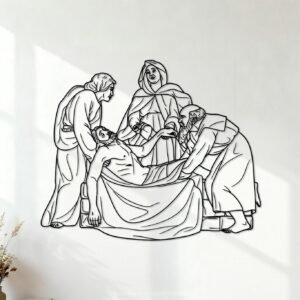 Vinyl-Wandaufkleber 14. Station des Kreuzwegs: Jesus Christus wird im Grab beigesetzt (Umriss) 41x49.9cm Fensteraufkleber Schwarz - Image 1