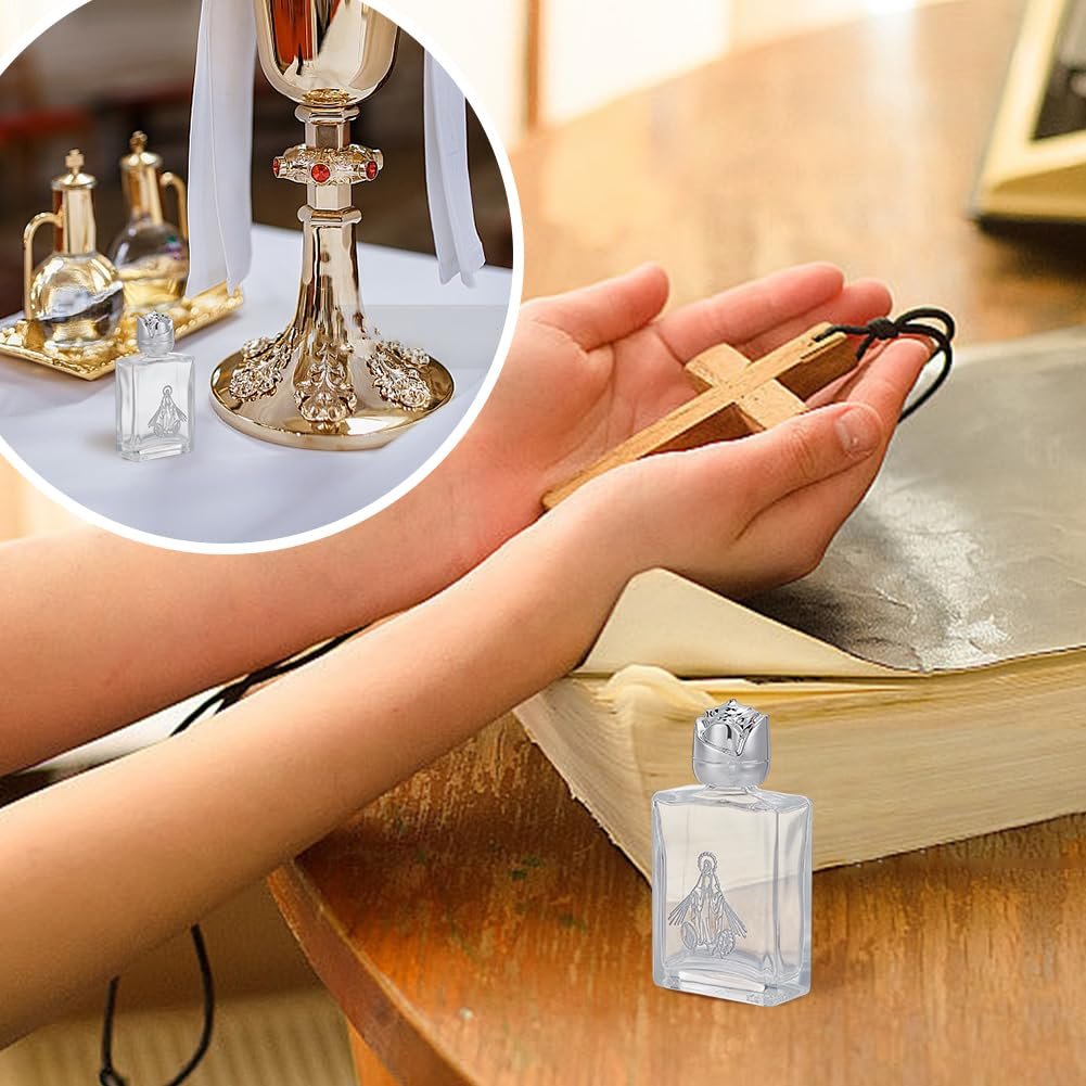 WEBEEDY 16 Stück Glas Heilwasserflaschen Leere Heilwasserbehälter Mit Silbernem Deckel 15 ml Nachfüllbare Dekorative Flaschen Kommunion Kirche Dekor Geschenke Für Zuhause - Image 4