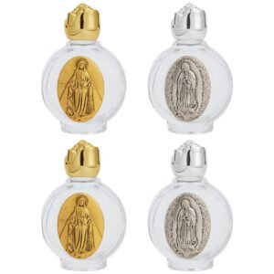 WEBEEDY 4 Glastrinkflaschen, Heilige Wasserflaschen Katholische Weihrauchwasserflaschen Unserer Lieben Frau von Guadalupe Mary (leere Flaschen) - Image 1