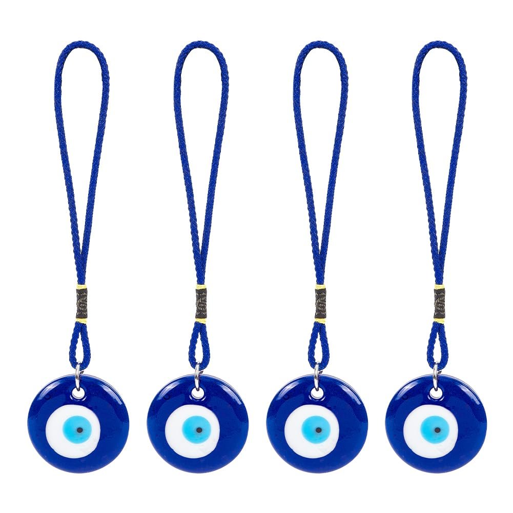 WEBEEDY 4 Stück Nazar Boncuk Boncugu Türkisch Blau Auge Evil Eye Wandbehang Boese Auge,Ornament Amulett Dekoration Home Decor Schutz Segen Geschenk Glasperlen Anhänger Viel Glück Charm,16.7cm - Image 1