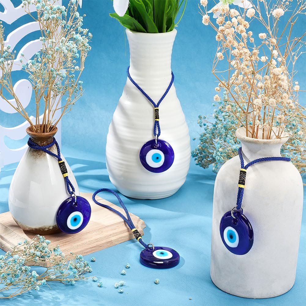 WEBEEDY 4 Stück Nazar Boncuk Boncugu Türkisch Blau Auge Evil Eye Wandbehang Boese Auge,Ornament Amulett Dekoration Home Decor Schutz Segen Geschenk Glasperlen Anhänger Viel Glück Charm,16.7cm - Image 3