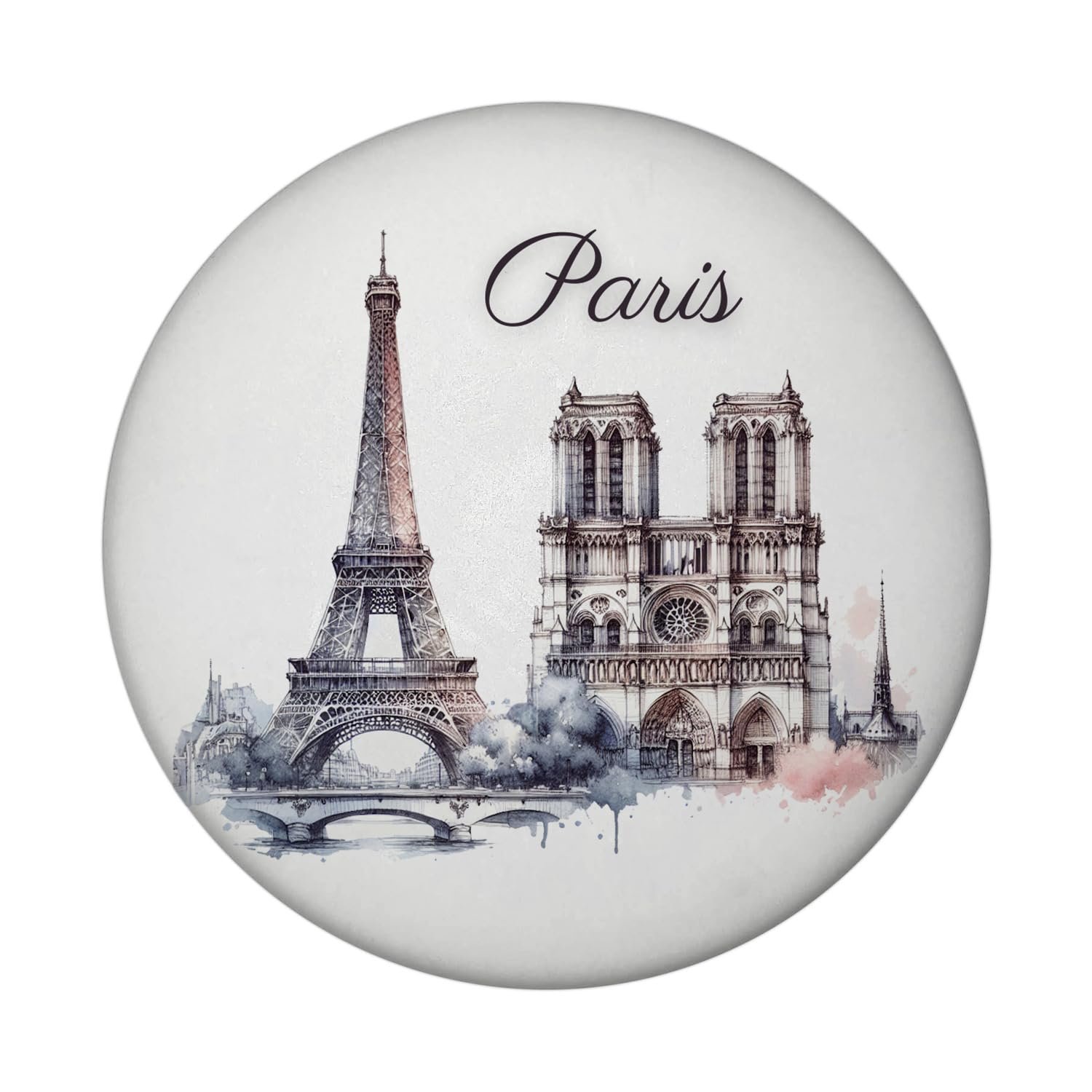 Wahrzeichen Paris Magnet rund Eiffelturm Louvre Notre-Dame - Erinnerung an Paris mit Magnet Sacre Coeur Triumphbogen Montmartre Pantheon - Image 1