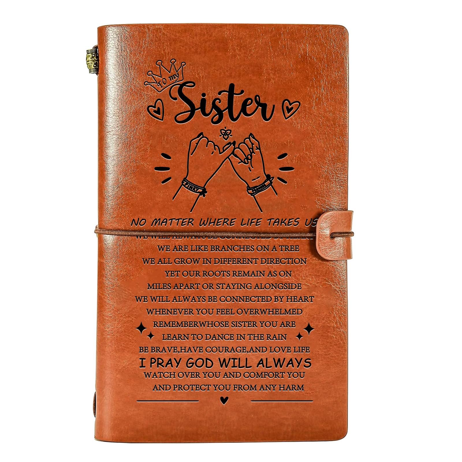 Wazzio Schwestern-Geschenke von Schwester, Leder-Tagebuch, To My Sister, 136 Seiten, nachfüllbar, Tagebuch, Notizbücher, Abschlussfeier, Hochzeit, Geburtstag, Geschenke für Schwester von Schwestern - Image 1