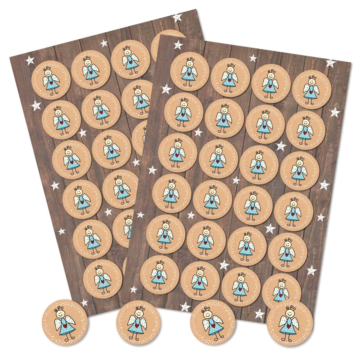 Weihnachtssticker Engel, 48 Stück: Premium Aufkleber Weihnachten Klein, hochwertige Weihnachtsaufkle – Geschenk Muttertag | Sticker Hochzeit Basteln - Image 1