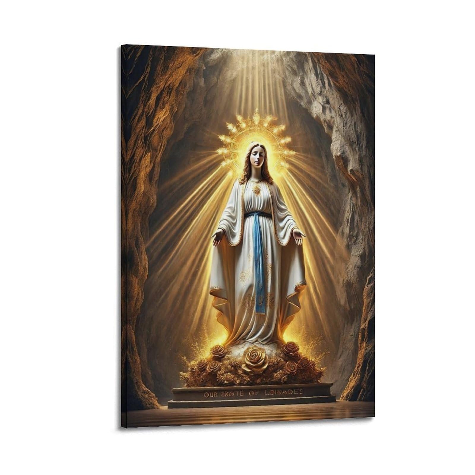 XMUXCY Religiöses Poster "Die göttliche Erscheinung", Ausstrahlung der Jungfrau in der Grotte Unserer Lieben Frau von Loreto, Leinwandkunst, Poster für moderne Familienschlafzimmer und Büro - Image 1