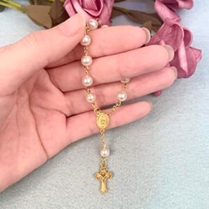 YPBEW Finger Rosenkränze, Tauf Rosenkranz, Rosenkranz mit Kreuz, Party für Kommunion, Hochzeit, Finger Rosenkränze, katholische Kunstperlen, Taufe, Kommunion, Hochzeiten - Image 5