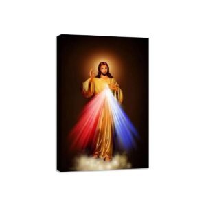 ZHONGYUTONG Jesus Kunstdrucke Gerahmt Barmherzigkeit Gottes Leinwandbilder Christus Poster Malerei Motivation Liebe Film Bild Heimdekoration (30x45cm) - Image 1
