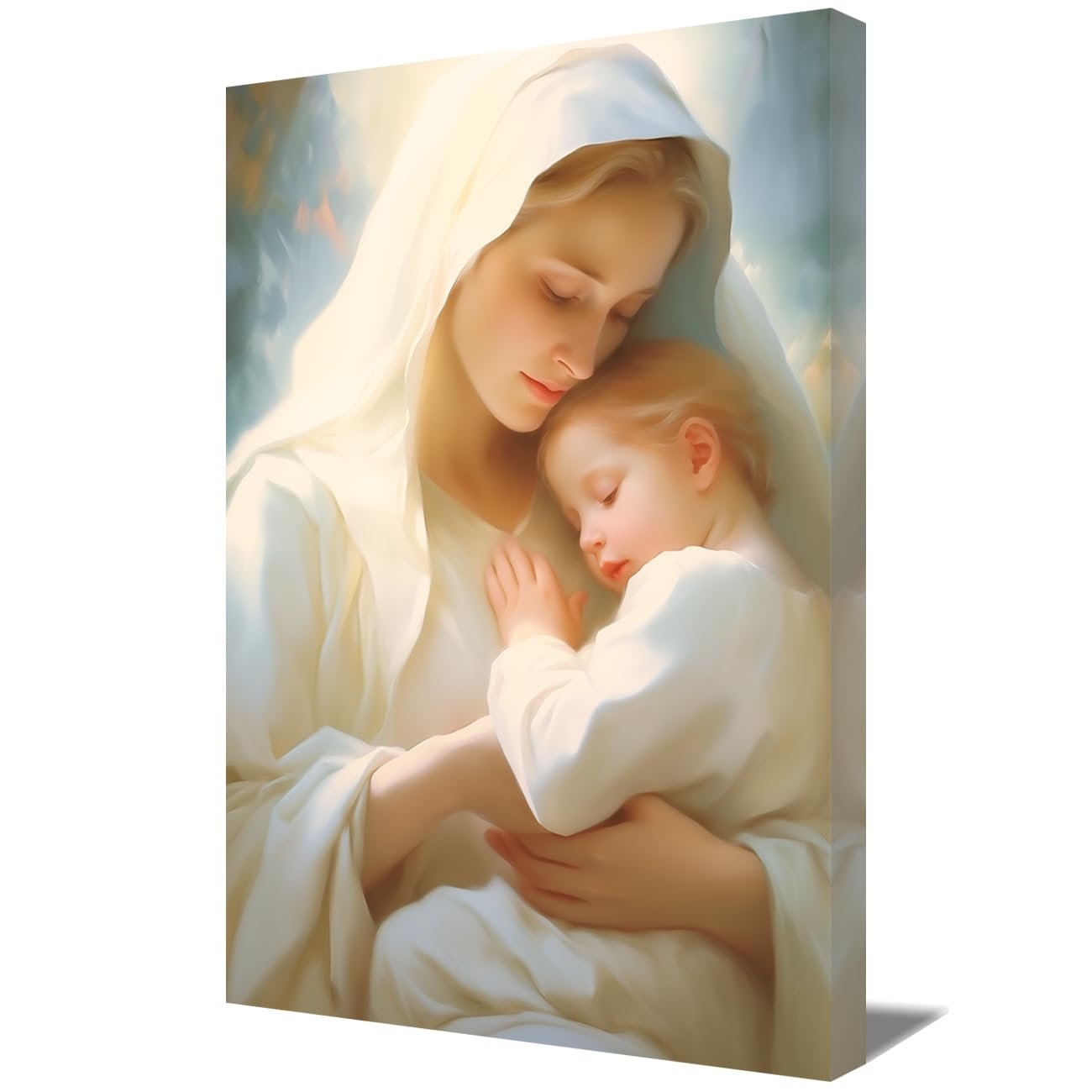 ZQQART Kunstdruck auf Leinwand mit der Jungfrau Maria Jesus Mutter und Jesuskind Bild Mutter von Jesus Christus Poster Jesus Thema Gemälde für Kirchengebet Raum Heimdekoration (Kunstwerk-A,30x45cm) - Image 1