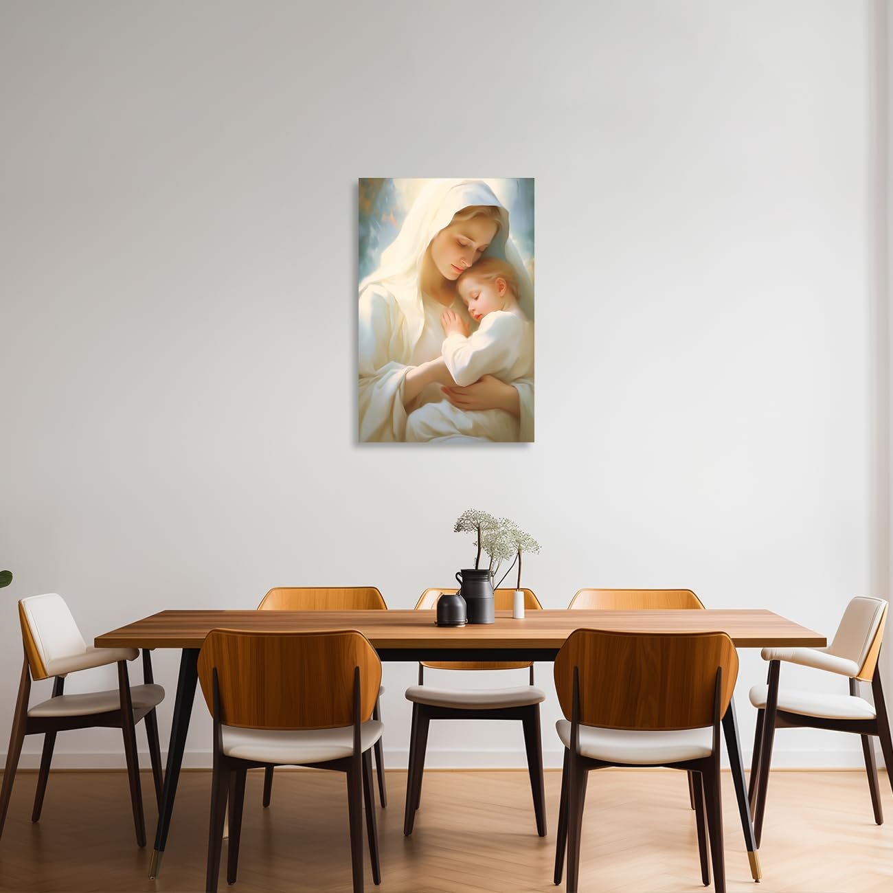ZQQART Kunstdruck auf Leinwand mit der Jungfrau Maria Jesus Mutter und Jesuskind Bild Mutter von Jesus Christus Poster Jesus Thema Gemälde für Kirchengebet Raum Heimdekoration (Kunstwerk-A,30x45cm) - Image 4