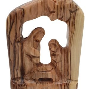 Zuluf Heilige Familie Krippe aus Olivenholz, 12,4 cm, handgeschnitzt, Josef Maria, Jesuskind, religiöse Szene, Geschenk, HOF037 - Image 1