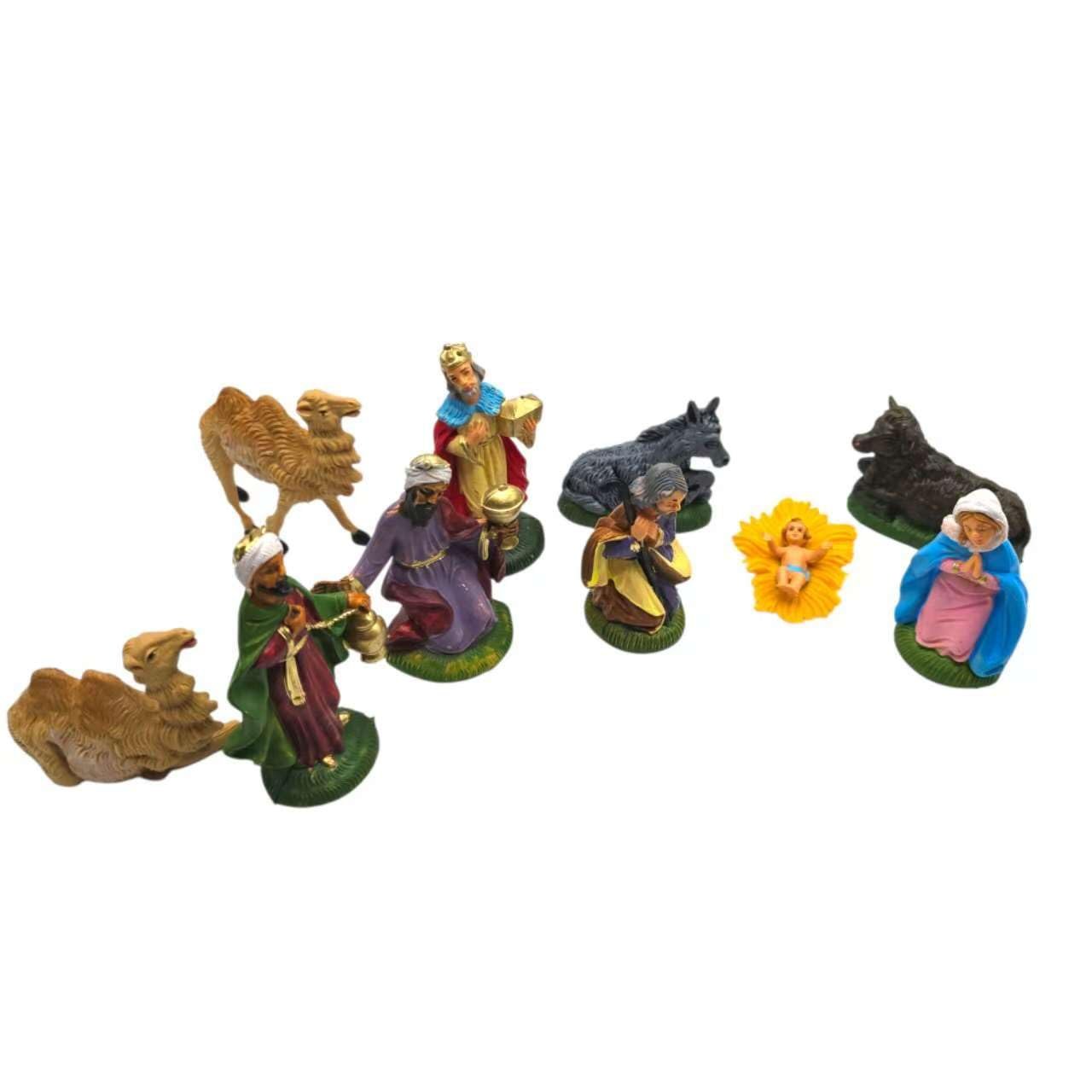 arkamii Set mit 10 handbemalten Krippenfiguren zur Geburt Christi, handgefertigtes Produkt aus Italien (Figuren, 8 cm) - Image 1