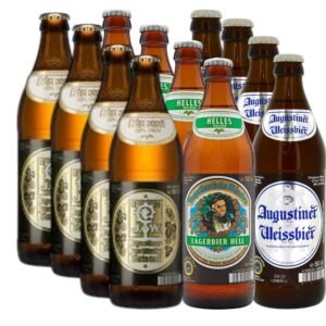 bayrisches Augustiner Bier Mix Augistiner Lager, Edelstoff und Weissbier je 4 Flaschen inkl. Bierdeckel Haus der Biere Berlin - Image 1