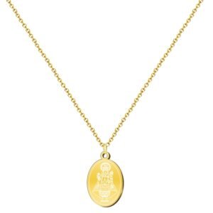 cotigo Covadonga Anhänger Jungfrau aus Edelstahl, die Heilige Patronin von Asturien, religiöse Schutzmedaille, Glaube und Hoffnung, katholisches Geschenk für Mann und Frau, Mediano-largo, Edelstahl - Image 1