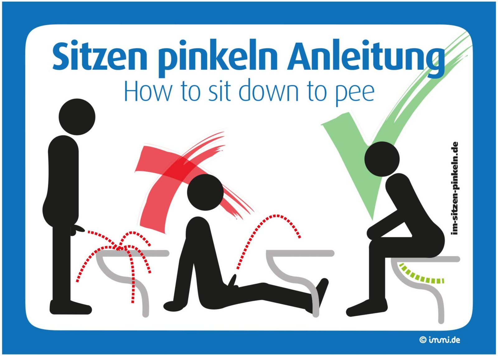immi 4x WC Gebrauchsanleitung für Im Sitzen pinkeln, lustig, Wie man's macht, A6 - Image 1