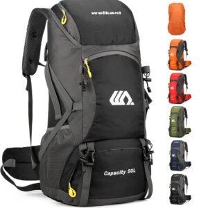 jianyana Wanderrucksack 50L Trekkingrucksack Regenhülle Reiserucksack Wasserdichter Campingrucksack für Wandern Camping Bergsteigen Reisen Sport Herren Damen - Image 1