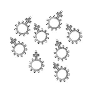 jojnsha Set mit 30 katholischen Finger-Rosenkranzringen mit kleinem Kruzifix – Taschenfinger-Rosenkränze – religiöser Schmuck, 15*10*2cm, Zink - Image 5