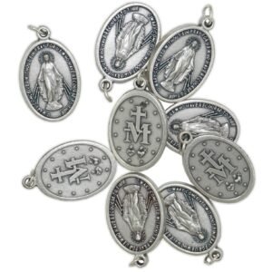 lazzaro italy Versilberte Medaille Wunderbare Madonna PRAY FOR US - h 2,2 cm - 10 Stück - Image 1