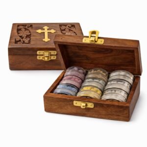 misticSparks Kloster Weihrauch Geschenkset mit Holzbox und Kreuz – 9 handgefertigte Weihrauchsorten für Gebet, Kirche, Meditation und spirituelles Geschenk - Image 1