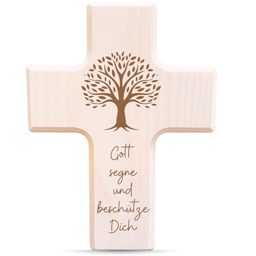 myZirbe Holzkreuz 19 cm Natur aus Ahorn Holz Kreuz zur Geburt oder Taufe (Lebensbaum Ahorn) - Image 2