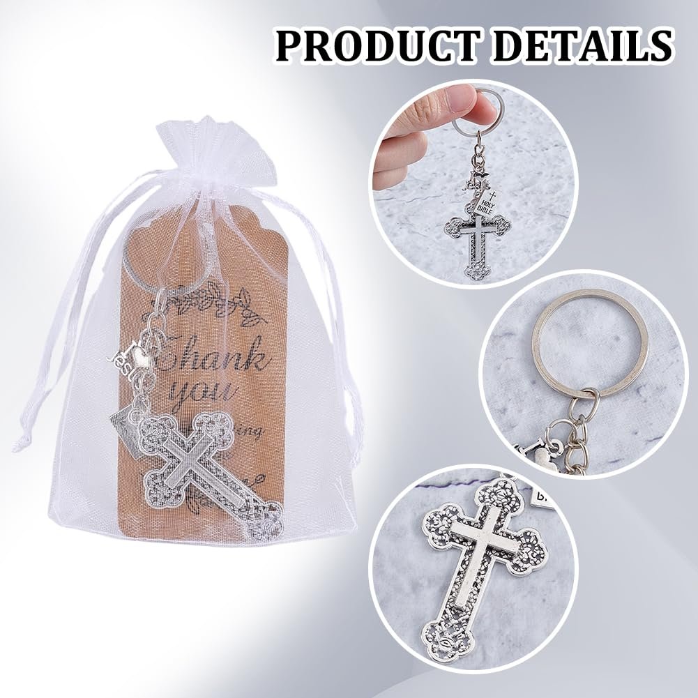 nbeads 20 Sets Kreuzbuch Heilige Bibel Anhänger, Schlüsselanhänger Mit Kreuz Aus Legierung Anhänger Taufgeschenk Mit 20 Papierkarte Und 20 Polyesterbeuteln Für Ostergebetsgeschenke - Image 3